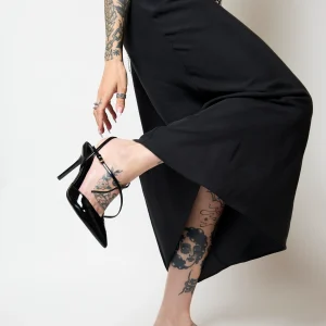 Black long skirt, handsewn from deadstock materials Handmade Danish